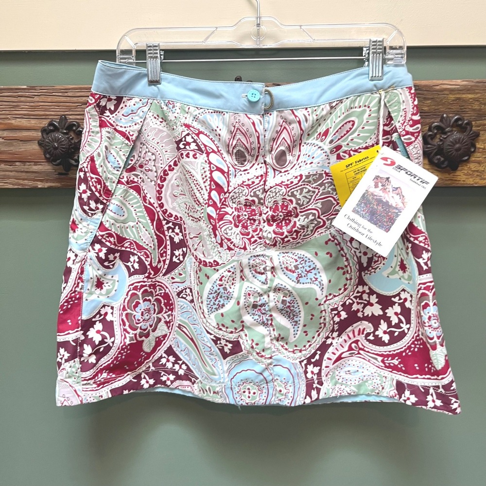 Sportif USA Women 12 Paisley SPF Sun Protection Outdoor Skort P10327MK NWT